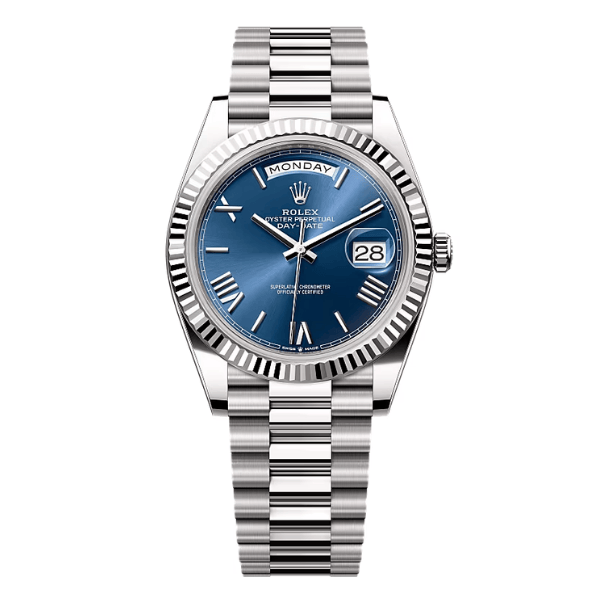 Day-Date 228239 White Gold Plated Blue Dial