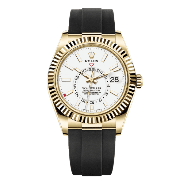 Sky-Dweller 336328 White Dial 18K Yellow Gold Plated Oysterflex 42mm (Copy)