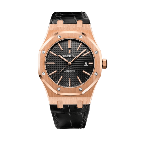 AP RO Black Dial Rose Gold Plated Leather Strap 15400OR 41mm