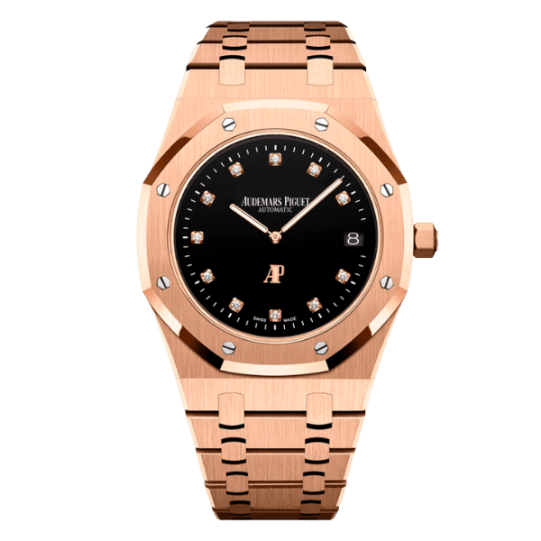 AP RO Jumbo Extra-Thin Black Dial Diamond Rose Gold Plated 15207OR.OO.1240OR.01 39mm