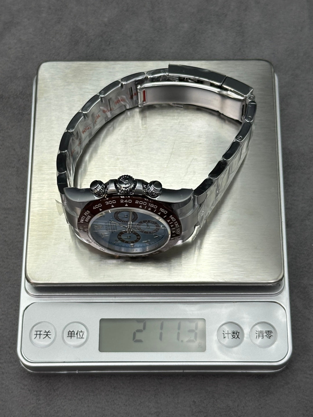 Daytona 126506 Platinum Plated Ice Blue Arabic Dial Weighted Version 211g