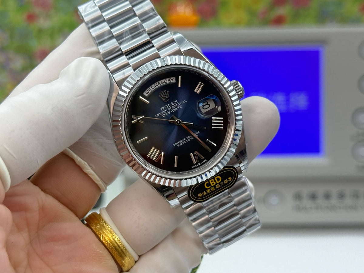Day-Date 228239 White Gold Plated Blue Dial