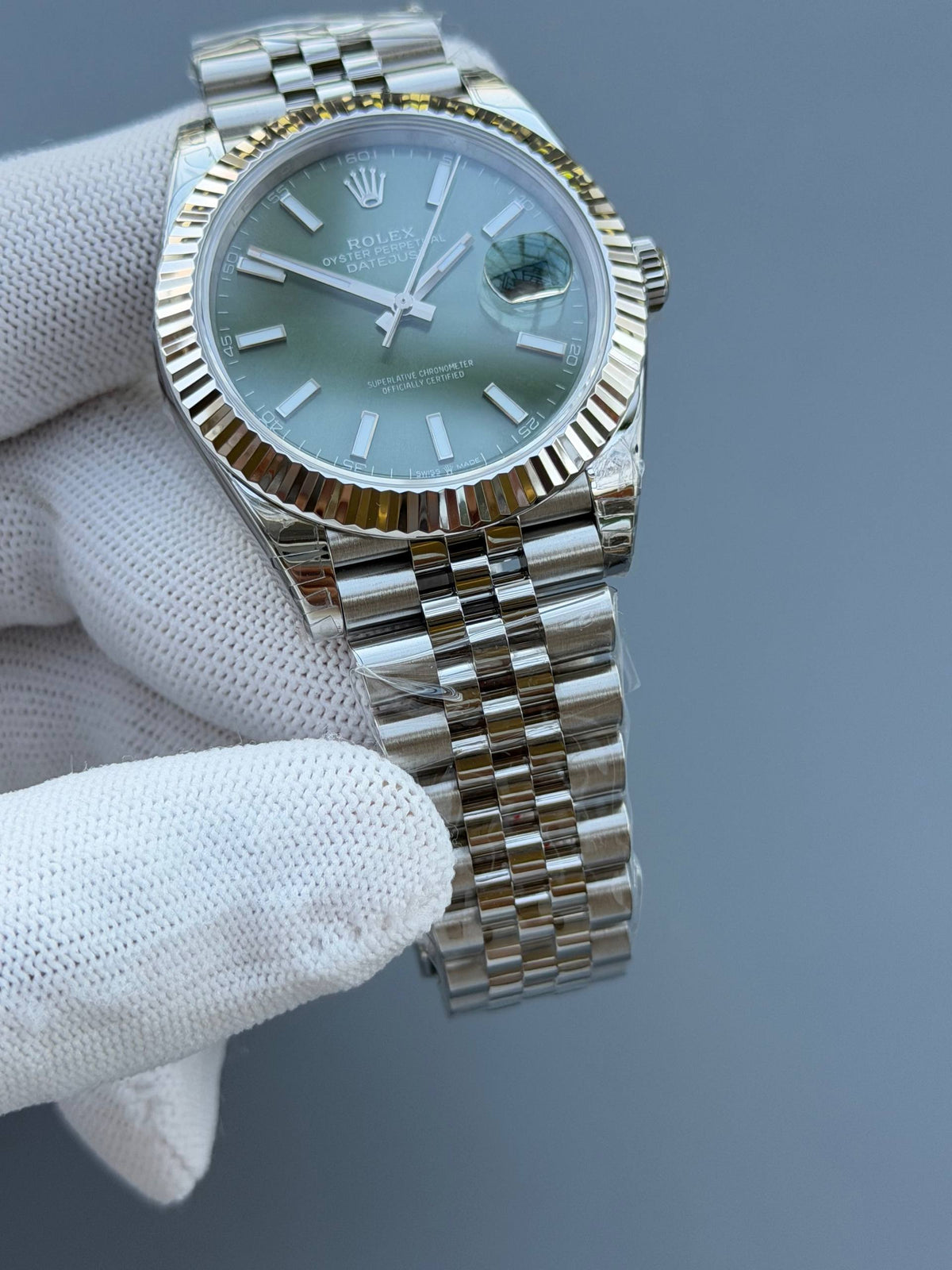 Datejust 41mm 126334 Mint Green Dial Index Fluted Jubilee