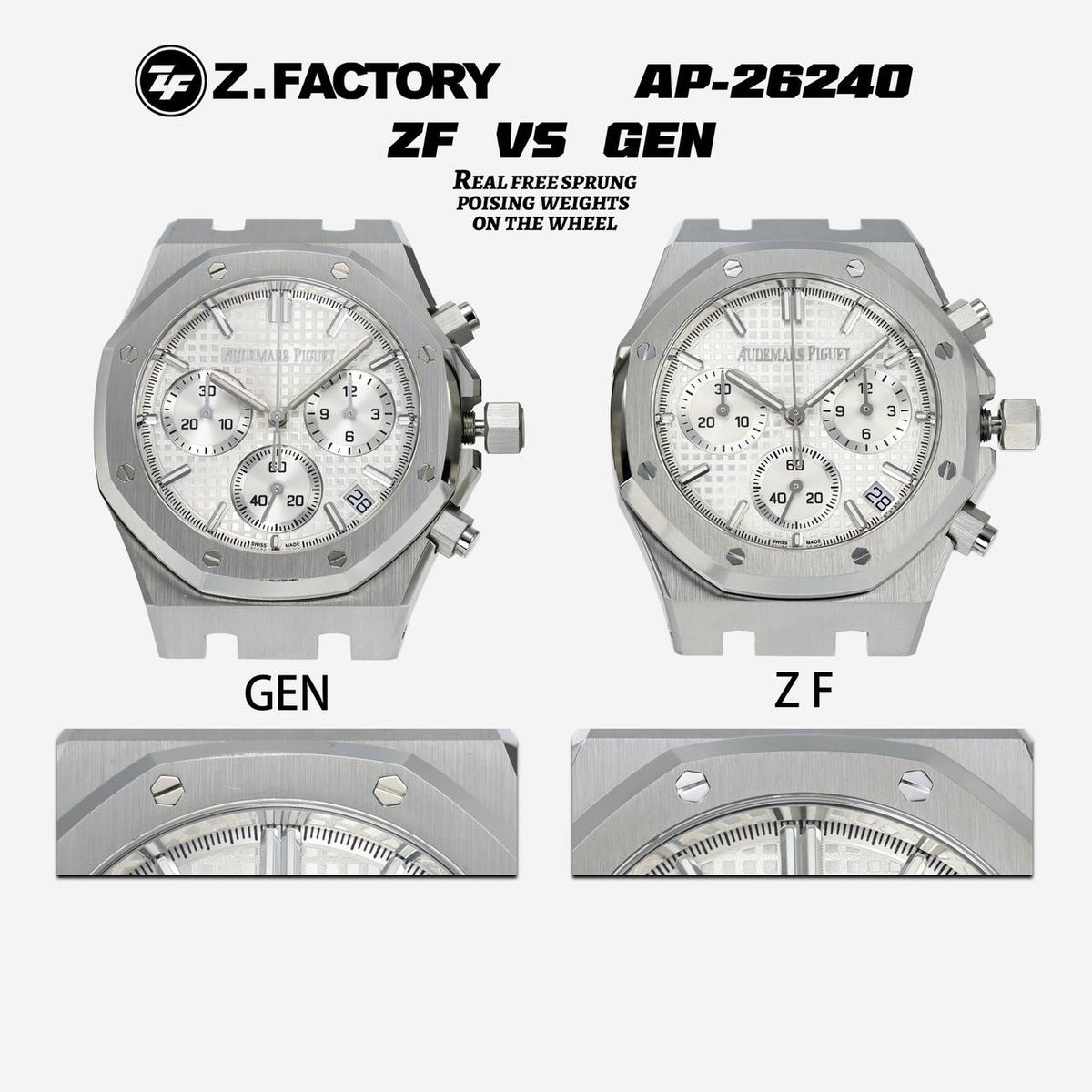 AP RO 26240ST Stainless Steel White 41mm