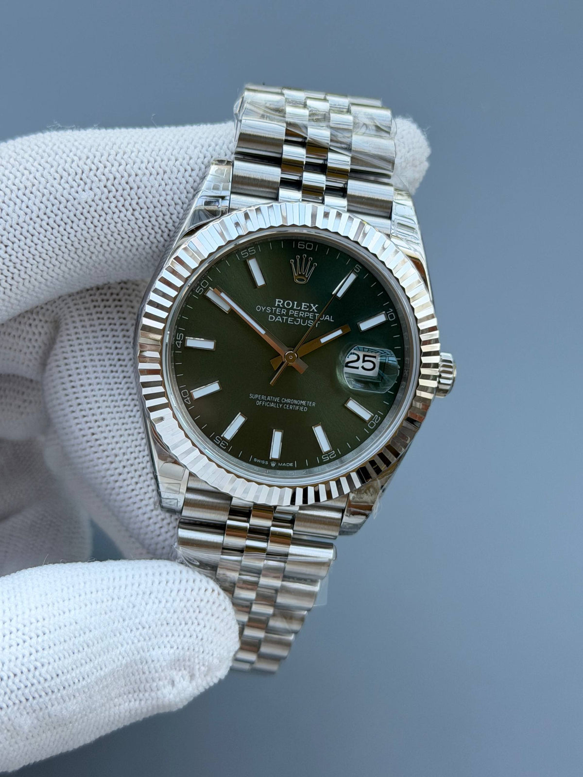 Datejust 41mm 126334 Mint Green Dial Index Fluted Jubilee