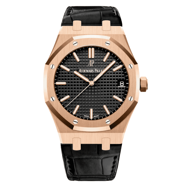 AP RO Black Dial Rose Gold Plated Leather Strap 15500OR 41mm