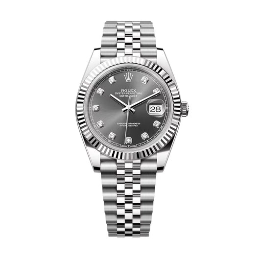 Datejust 41mm 126334 Silver Grey Diamond Dial Fluted Jubilee