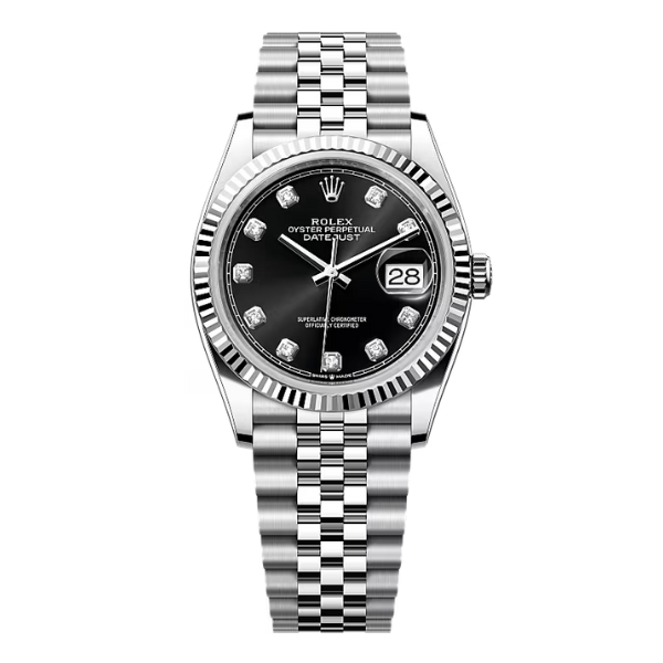 DateJust 36mm 126234 Black Dial Diamond Fluted Jubilee