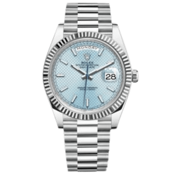 Day-Date 228236 Platinum Plated Ice Blue Dial