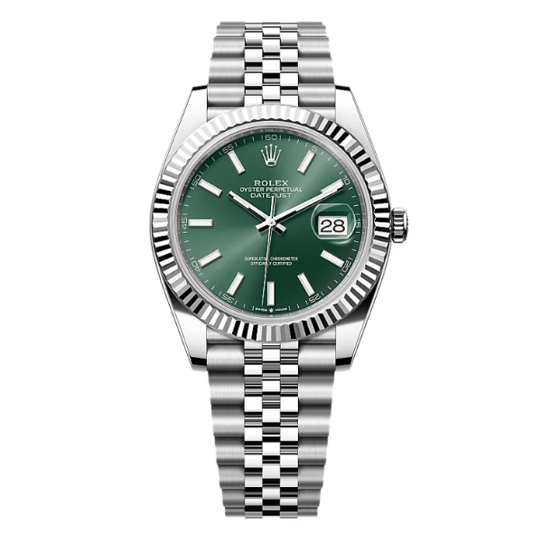 Datejust 41mm 126334 Mint Green Dial Index Fluted Jubilee