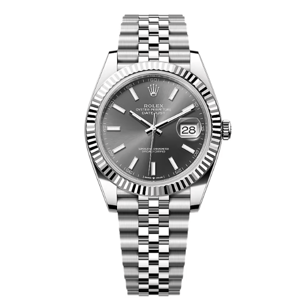 Datejust 41mm 126334 Silver Grey Dial Index Fluted Jubilee