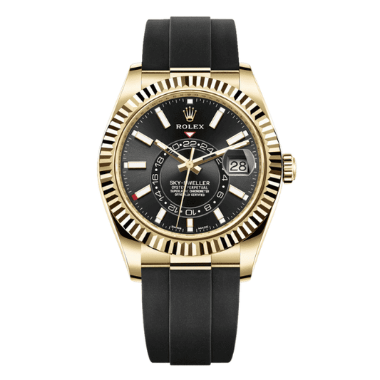 Sky-Dweller 336329 Black Dial 18K Yellow Gold Plated Oysterflex 42mm