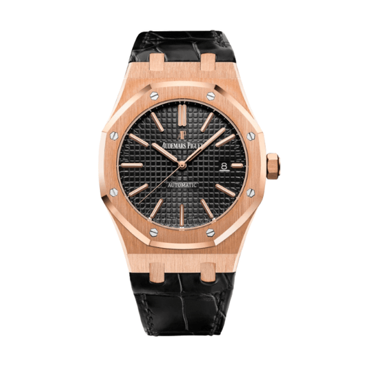 AP RO Black Dial Rose Gold Plated Leather Strap 15400OR 41mm