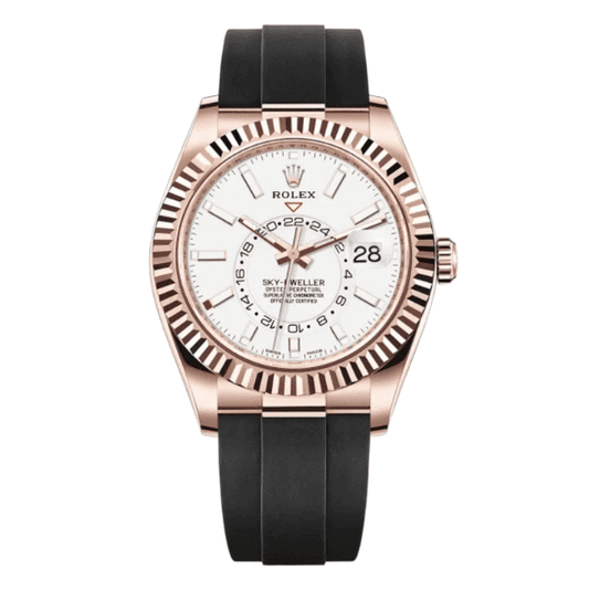 Sky-Dweller 336325 White Dial 18K Rose Gold Plated Oysterflex 42mm