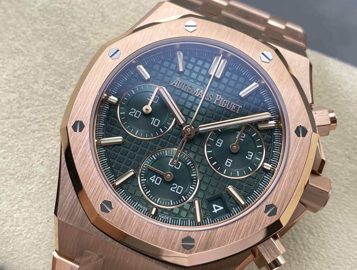 AP RO 26240OR.OO.1320OR.08 Green Dial Rose Gold Plated Original Weight 41mm