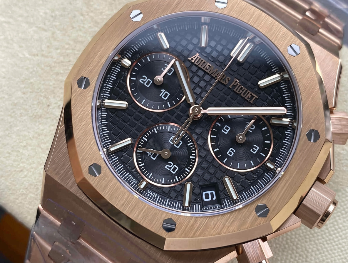 AP RO 26240OR.OO.1320OR.06 Black Dial Rose Gold Plated 41mm Original Weighted