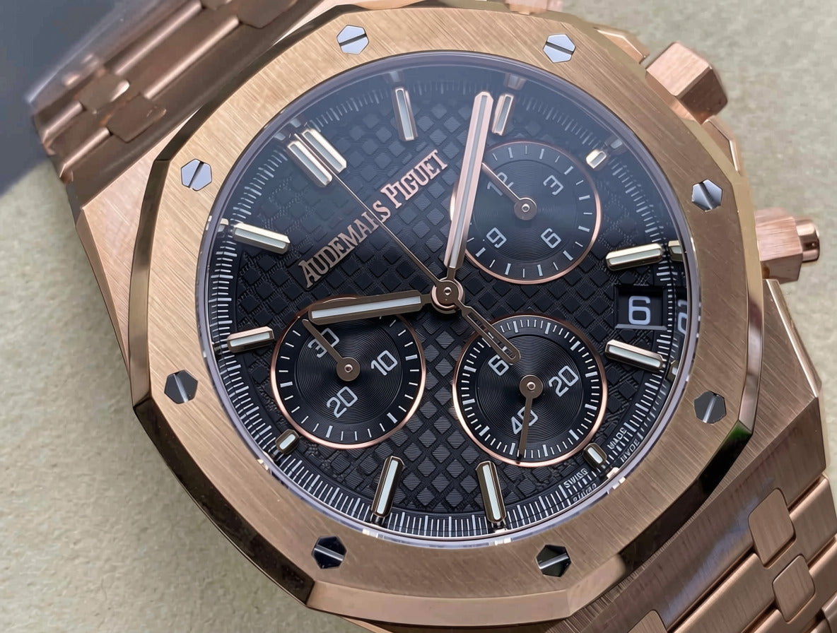 AP RO 26240OR.OO.1320OR.06 Black Dial Rose Gold Plated 41mm Original Weighted