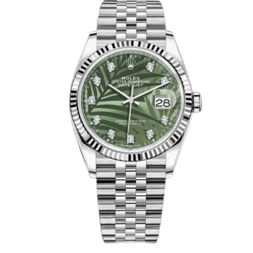 DateJust 36mm 126234 Palm Green Motif Fluted Jubilee
