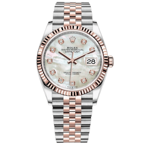 Datejust 36mm 126231 Half 18K Plated Rose Gold Mother of Pearl Diamond Dial