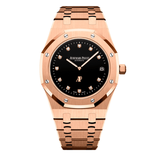 AP RO Jumbo Extra-Thin Black Dial Diamond Rose Gold Plated 15207OR.OO.1240OR.01 39mm
