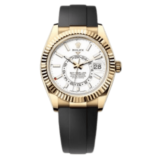 Sky-Dweller 336328 White Dial 18K Yellow Gold Plated Oysterflex 42mm