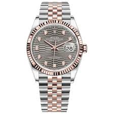 Datejust 36mm 126231 Half 18K Plated Rose Gold Slate Honeycomb Dial